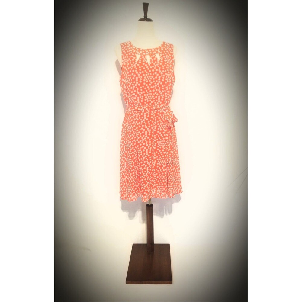 I LE New York Orange White Polka Dot Sleeveless Dress Womens 10 New without Tags